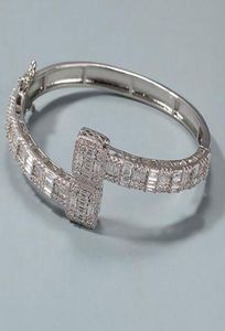 14K Vergulde Diamanten Baguette Bangle Armbanden Openingsmaat Zirconia Hiphop Sieraden voor Mannen Vrouwen Geschenken3388472