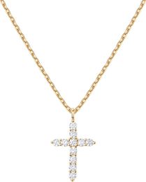 Collier croix pour dames plaqué or 14 carats | Pendentif croix | Collier en or pour dames/Bijoux de foi