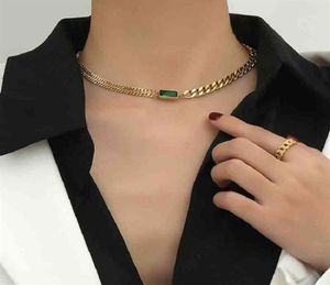 14K vergulde roestvrijstalen stalen dubbele Cubaanse ketting ketting voor vrouwen punk hiphop stapelbare choker sieraden25445407396