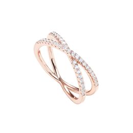 14K vergulde X-ring imitatie diamant CZ dameskruisring als cadeau voor vriendin en beste vriend