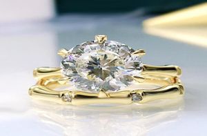 14K Gold Solitaire 10 mm Moisanite Diamond Ring Set Original 925 Sterling Silver Marid Band Rings for Women Promise Bielry928562364414