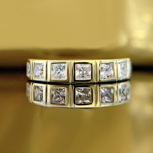 14K Gold Square 3mm Lab Diamondring 100% reëel 925 Sterling Silver Party Wedding Band Rings For Women Men Engagement Jewelry