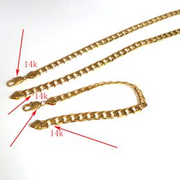 BRACELET COLLIER ESTAMPÉ EN OR 14K LAITON STYLE URBAIN 8mm 24" CHAÎNE CUBAINE RAPPER MIAMI