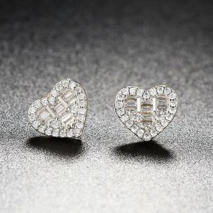 Boucles d'oreilles en or 14 carats pour femmes, bijoux de luxe Punk, amour, cœur, Zircon, Piercing, Cartilage, Hip Hop