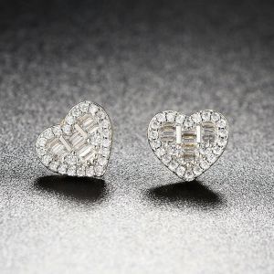 14k Gouden Stud Oorbellen voor Vrouwen Luxe Punk Liefde Hart Zirkoon Piercing Oorkraakbeen Vrouwelijke Hip Hop Sieraden