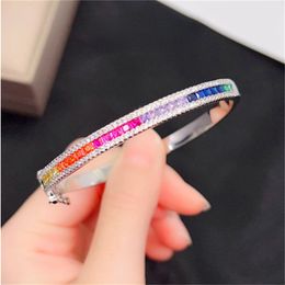 14K GOUD Trendy Lab Diamond Bangle verloving Bruiloftarmbanden armbanden voor vrouwen Bruids Party Sieraden Gift