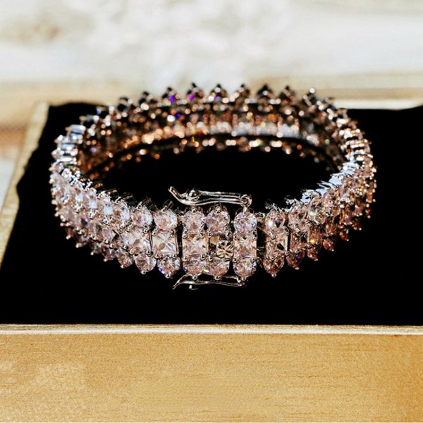 Bracelet Vintage en or 14 carats avec diamants de laboratoire, bracelets de fiançailles et de mariage pour femmes, bijoux de fête tendance, cadeau