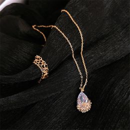 14K Goud Water Drop Lab Diamond CZ Pendant 925 Sterling Silver Wedding Pendants Necklace for Women Bridal Party Sieraden
