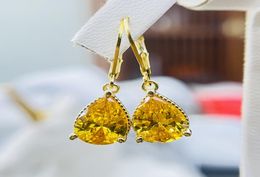Boucles d'oreilles pendantes en or 14 carats avec topaze Cz, en argent Sterling 925, pour fête de mariage, bijoux de mariée, cadeau 9282289