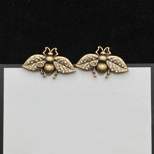 14k gouden oorbellen oorbellen Stud Antiek goud koper modeontwerper oorbellen klassieke bijen dubbele letter kristal parel ontwerper sieraden kerst valentijnsdag