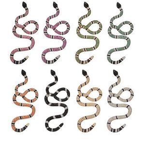 14k Iced Out Coral Snake Hanger Snake Hanger Ketting Mannen Vrouwen Koper Kleurrijke Zirconia Gold Color Hip Hop Sieraden