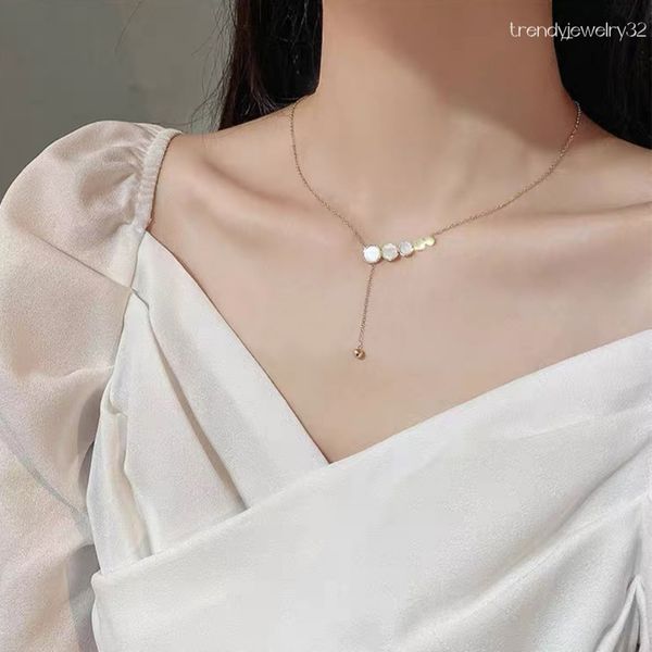 14k collier mode doux sexy or titane alliage collier européen et américain beauté mode femmes pendentif clavicule chaîne bijoux cadeau