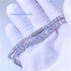 Bijoux fins en or véritable 14 carats, 4mm 16 18 20 22 24 26 28 Gra, chaîne de Tennis certifiée couleur d Vvs Moissanite