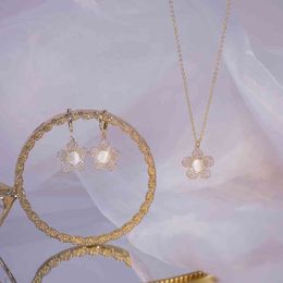14k echte goud luxe delicate volledige diamant bloem vrouwen ketting temperament eenvoudige micro ingelegd zirkoon choker bruiloft colar
