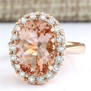 14K Rose Close Bague en diamant pour femme Pierre Champagne Topaze Diamants Bizuteria Or Bijoux en argent sterling Pierre précieuse 2012183003