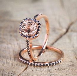 14K Rose Gold Diamond Ring Black Obsidian Topaz Gemstone Anillos Wedding Bizuteria 14K Anneaux Engagement pour femmes bijoux Y2005230983