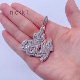 Pendentif Hip Hop en argent sterling plaqué or rose 14 carats pour hommes Vvs Moissanite diamant glacé Allah P3DJ