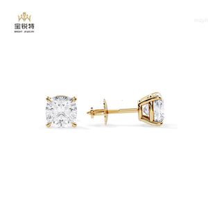 14k Rose Gold Stud Oorbellen Kussen Diamond Custom Lab Earring voor dames