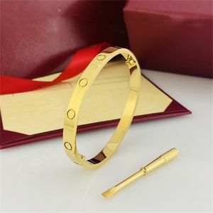 Herenaccessoires met schroevendraaier armband roestvrij staal 14K vergulde man armbanden 6 mm breed gezicht 16 18 20 cm maat manchet bangle mode klassieke bruiloftsbangen