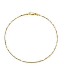 Chaîne italienne en or massif 14 carats Figaro, corde, marin, boîte, bracelet de cheville cubain 14 carats pour femmes et filles, livré avec un coffret cadeau – Fabriqué en Italie