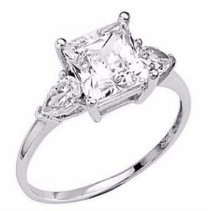 14K White Gold 2 25 CT Princess Cut Man Made Simulation Diamond Engagement Ring299s