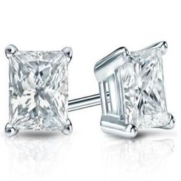 Boucles d'oreilles en diamant de la princesse en or blanc 14 carats à 4 carats 1 50 ct tw g-h si22093