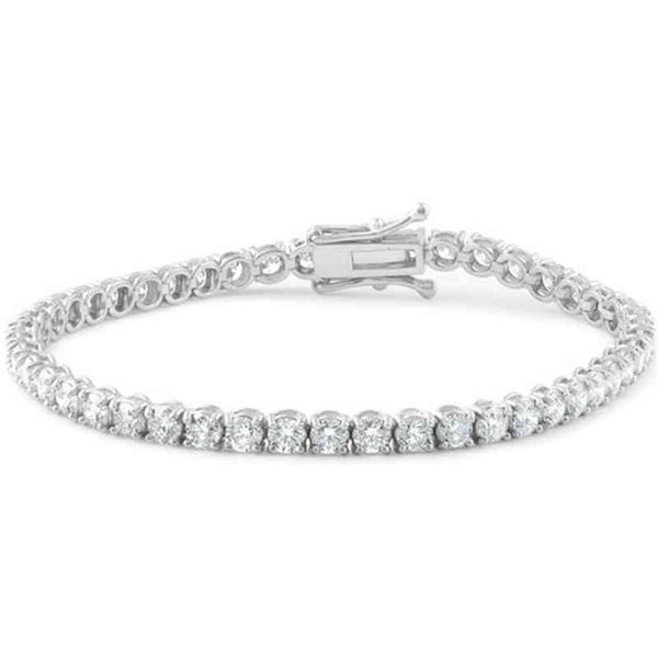 Bracelet en or blanc 14 carats Bracelet de tennis Gems Bracelet de tennis en diamant rond de 4 mm en zircone cubique cz