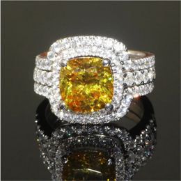 14K White Gold Cushion Cut Lab Topaz Diamond Diamond Ring Engagement Anneaux de mariage pour femmes Bijoux de fête d'anniversaire 240424