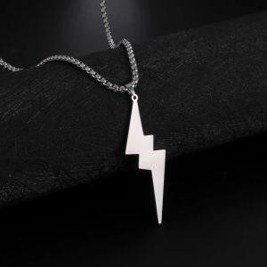 14K Wit Goud Bliksem Hangende Ketting voor Mannen Vrouwen Krachtige Kettingen Punk Paar Sieraden Geschenken voor Vriend