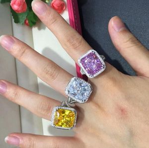 14K wit goud luxe koolstof diamanten ring verloving trouwringen voor vrouwen mannen feest sieraden cadeau