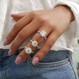 Bague en or blanc 14K pour femmes, zircone cubique, cadeau, bijoux à la mode, offre spéciale