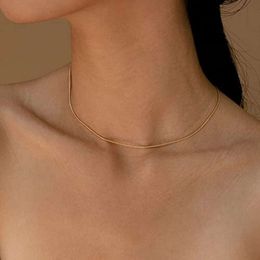 Mujeres de 14k, collar de gargantillas de oro delicada de oro para mujeres de cadena de serpiente de capas delgadas Joyas para regalos de niña para adolescentes