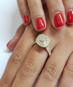 14K geel goud 2 karaat diamantring voor vrouwen vierkante bizuten edelsteen zilver 925 sieraden bague diamantringen voor vrouwelijk1371577