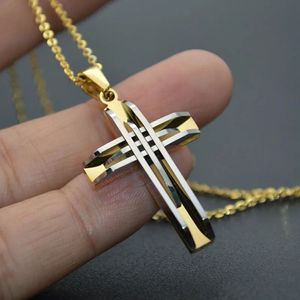 14K Geel Gold Cross Hangers Jesus Christian Sieraden voor mannen en vrouwen 50 cm ketting ketting