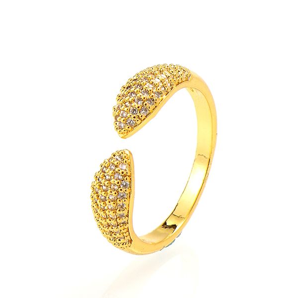 Bague ajustable avec empreinte de patte remplie d'or jaune 14 carats, anneaux de bande de baiser, coquillage d'animaux, vie, bijoux fins CZ