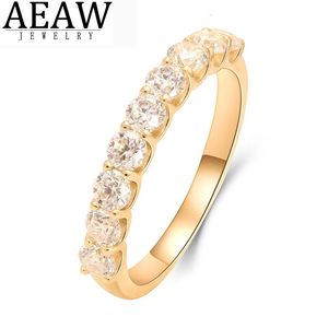 Bague en diamant rond cultivé en laboratoire en or jaune 14 carats, excellente coupe, Total 3MM, 0,9ctw CVD HPHT, bague en diamant pour filles, bijoux de Cocktail 240119