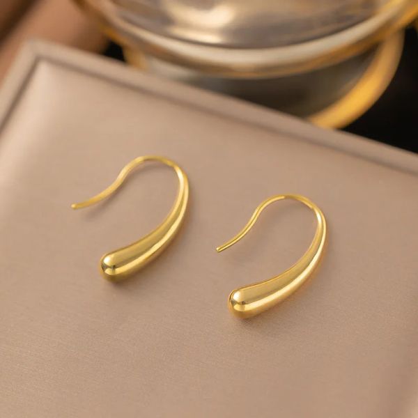 Mini boucles d'oreilles en or jaune 14 carats pour femmes et filles, boucles d'oreilles en forme de goutte d'eau de Style français, bijoux de mariage, cadeaux d'anniversaire, nouveau