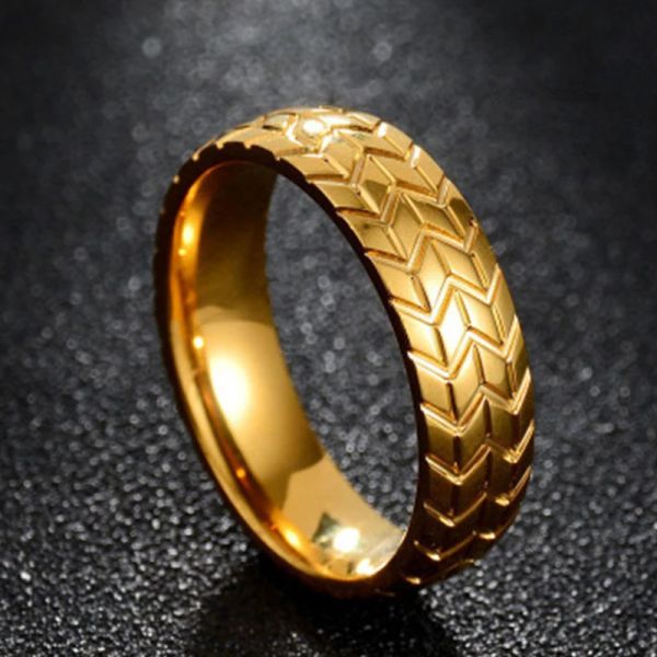 Anillos de oro amarillo de 14k para neumáticos de motocicleta, anillos de motorista Punk Hip Hop, accesorios para hombres y mujeres, joyería de moda para fiestas y discotecas