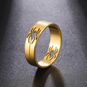 14 k Geel Goud Spider Ring voor Mannen Vrouwen 6 MM Brede Vinger Ringen 2024 Hip Hop Punk Sieraden Verjaardagscadeau voor Minnaar Vriend