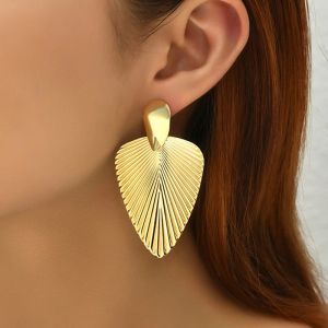 Boucles d'oreilles géométriques Vintage Punk en or jaune 14 carats, simples et exagérées, bijoux de fête pour femmes, accessoires, cadeau