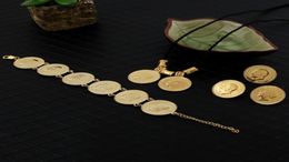 14 carats jaune véritable or massif GF Coin ensembles de bijoux portrait éthiopien ensemble de pièces collier pendentif boucles d'oreilles bague bracelet taille noir rop3429347
