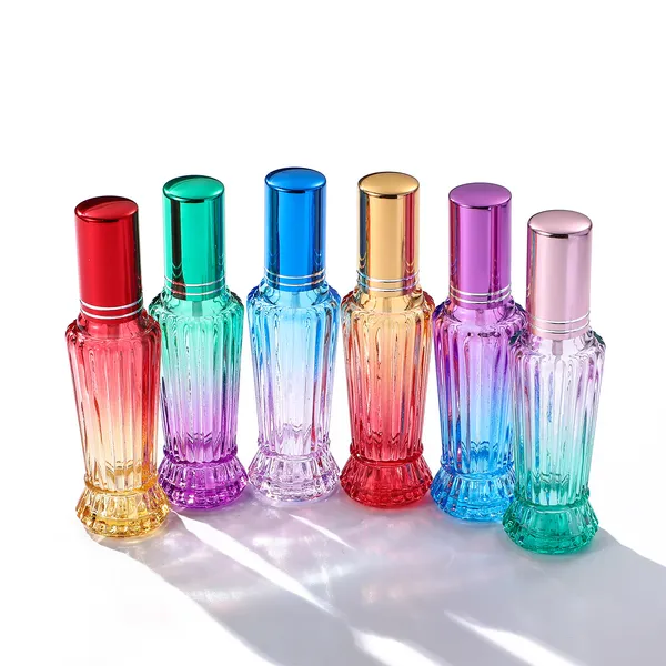 Bouteilles de parfum en verre de 14ml, Vase coloré dégradé en forme de bouteille vide rechargeable d'atomiseur de parfum d'huile essentielle