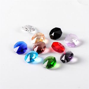 14mm 1000 pièces 2000 pièces cristal verre octogone perles couleurs mélangées dans 1 trou 2 trous pour bricolage lustre prisme Parts318x