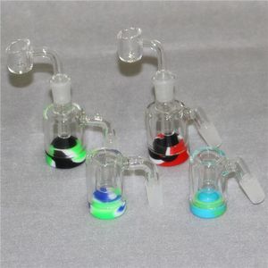 14 mm 18 mm 3,5 pulgadas Accesorios para fumar Colector de cenizas de vidrio con 5 ml 7 ml Reclamador de contenedores de silicona para plataformas de agua Bongs