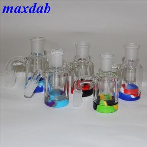 14 mm 18 mm asvanger voor glazen water Bong Hookah 45 90 graden Ashcatcher met 7 ml siliconen containers kwarts banger