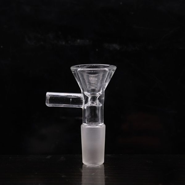 14 mm 18 mm Clear Glass Bowl Piece Hookah para Bongs Grueso Pyrex Heady Glass Water Pipes Tazones con mango Brazo Fumar