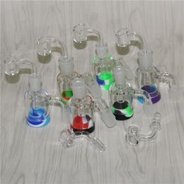 Hookahs 14mm 18mm Glass Ash Catchers 45 90 Grados Glass Reclaim Catcher Para Bongs Silicone Nectar dabber tools