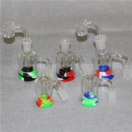 14mm 18mm Smoking Glass Reclaim Catcher attrape-cendres avec des récipients en silicone de 5 / 7 ml pour dab rig oil bong DHL