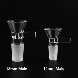 Entonnoir de bol en verre transparent mâle de 14mm 18mm pour narguilé de tige inférieure accessoires de fumer poignée tuyau Bong huile Dab plates-formes