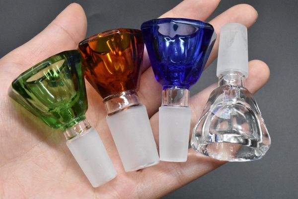 14 mm 18 mm Tazones de vidrio macho Diseño de diamante Tuberías de agua Bongs Tazones gruesos pyrex Multicolor Quemador de vidrio Tazón para fumar en venta